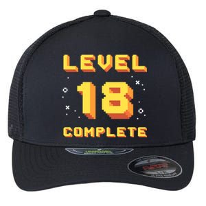 Born In 2003 Level 18 Complete 18th Birthday Retro Gaming Gift Flexfit Unipanel Trucker Cap