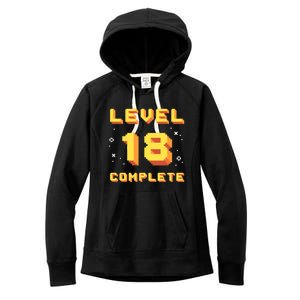 Born In 2003 Level 18 Complete 18th Birthday Retro Gaming Gift Women's Fleece Hoodie