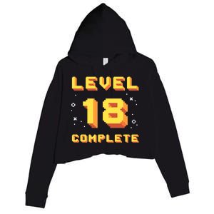 Born In 2003 Level 18 Complete 18th Birthday Retro Gaming Gift Crop Fleece Hoodie