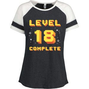 Born In 2003 Level 18 Complete 18th Birthday Retro Gaming Gift Enza Ladies Jersey Colorblock Tee