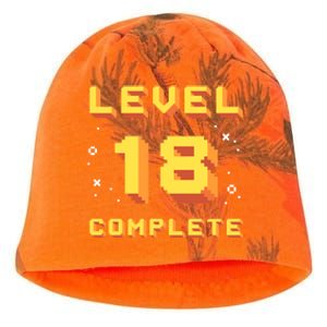 Born In 2003 Level 18 Complete 18th Birthday Retro Gaming Gift Kati - Camo Knit Beanie