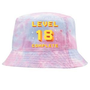 Born In 2003 Level 18 Complete 18th Birthday Retro Gaming Gift Tie-Dyed Bucket Hat