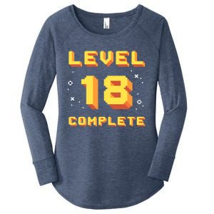 Born In 2003 Level 18 Complete 18th Birthday Retro Gaming Gift Women's Perfect Tri Tunic Long Sleeve Shirt