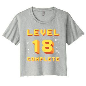 Born In 2003 Level 18 Complete 18th Birthday Retro Gaming Gift Women's Crop Top Tee