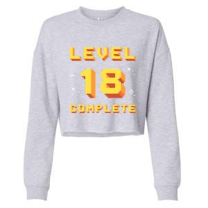 Born In 2003 Level 18 Complete 18th Birthday Retro Gaming Gift Cropped Pullover Crew