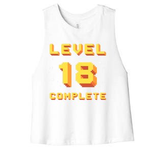 Born In 2003 Level 18 Complete 18th Birthday Retro Gaming Gift Women's Racerback Cropped Tank