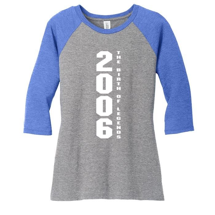 Born In 2006 The Birth Of Legends Anniversary Birthday Gift Women's Tri-Blend 3/4-Sleeve Raglan Shirt