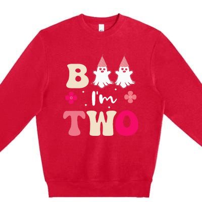 Boo Im 2 Two Yr 2nd Birthday Ghost Halloween Costume Premium Crewneck Sweatshirt