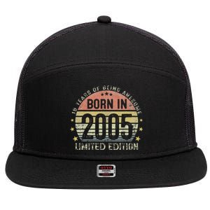 Born In 2005 18 Years Old 18th Birthday Gifts For 7 Panel Mesh Trucker Snapback Hat