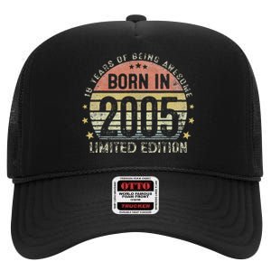 Born In 2005 18 Years Old 18th Birthday Gifts For High Crown Mesh Back Trucker Hat