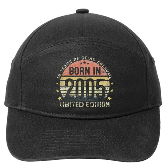 Born In 2005 18 Years Old 18th Birthday Gifts For 7-Panel Snapback Hat