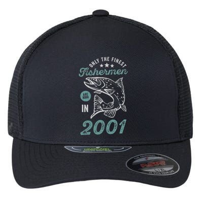 Born In 2001 20 Years Old Vintage 20th Birthday Fisherman Flexfit Unipanel Trucker Cap