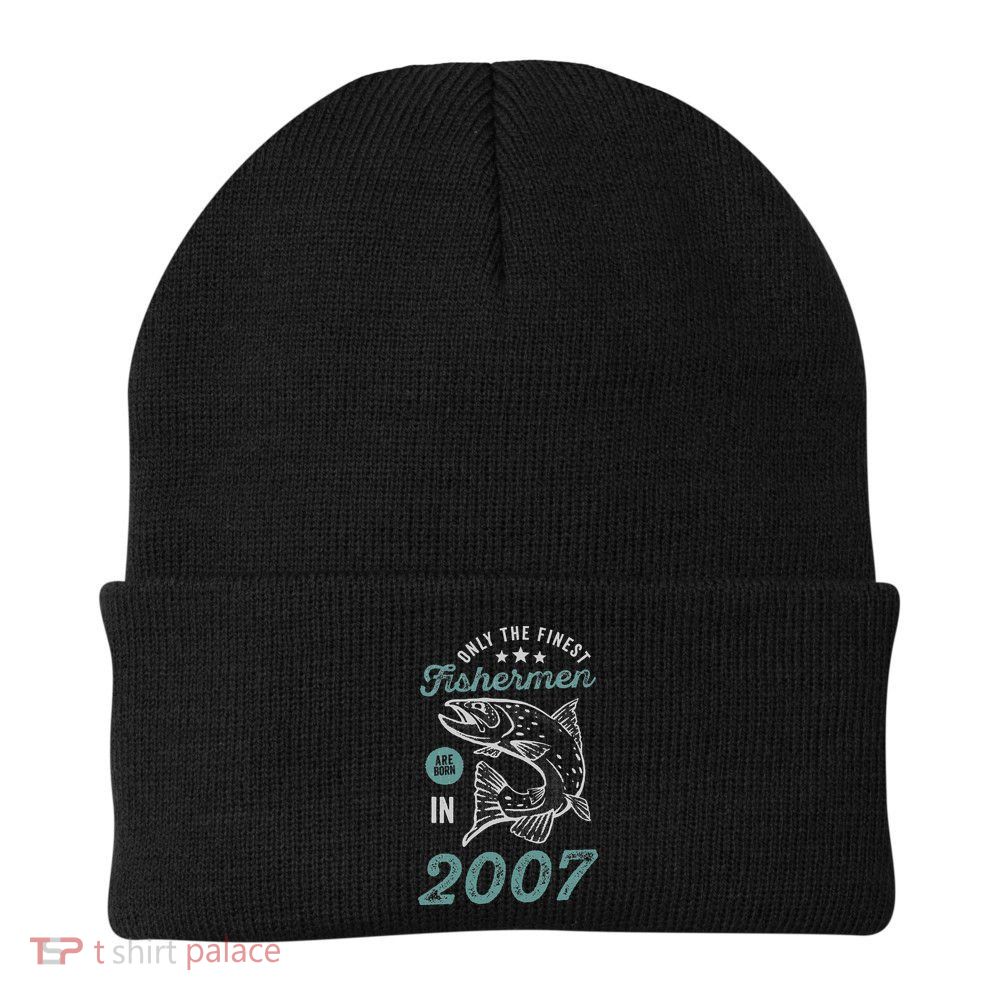 Born In 2007 14 Years Old Vintage 14th Birthday Fisherman Beanie