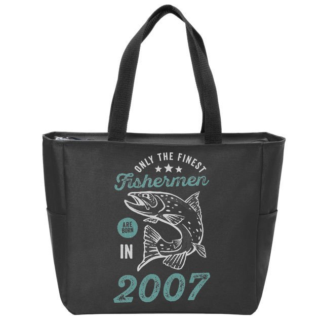 Born In 2007 14 Years Old Vintage 14th Birthday Fisherman Zip Tote Bag