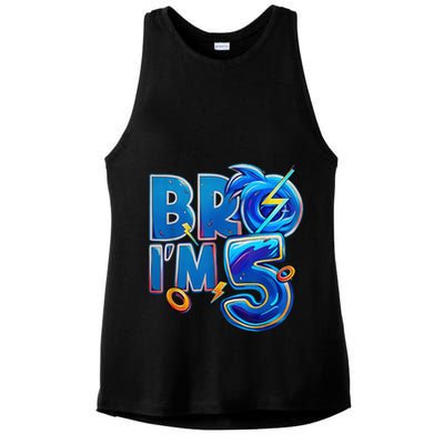 Bro I’M 5 Birthday Boy Matching Hedgehog Party Ladies PosiCharge Tri-Blend Wicking Tank