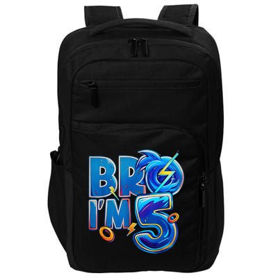 Bro I’M 5 Birthday Boy Matching Hedgehog Party Impact Tech Backpack