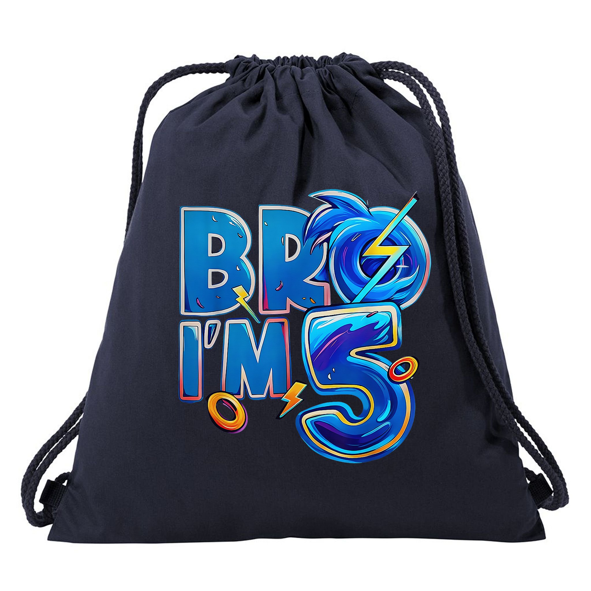 Bro I’M 5 Birthday Boy Matching Hedgehog Party Drawstring Bag