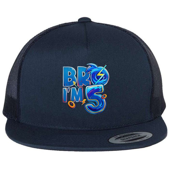 Bro I’M 5 Birthday Boy Matching Hedgehog Party Flat Bill Trucker Hat
