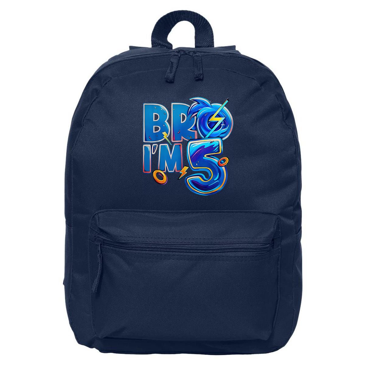 Bro I’M 5 Birthday Boy Matching Hedgehog Party 16 in Basic Backpack