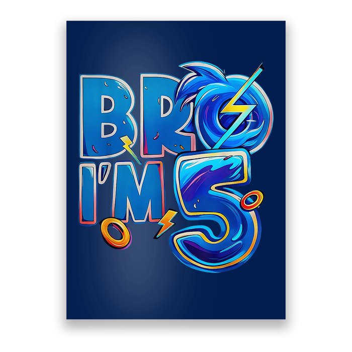 Bro I’M 5 Birthday Boy Matching Hedgehog Party Poster