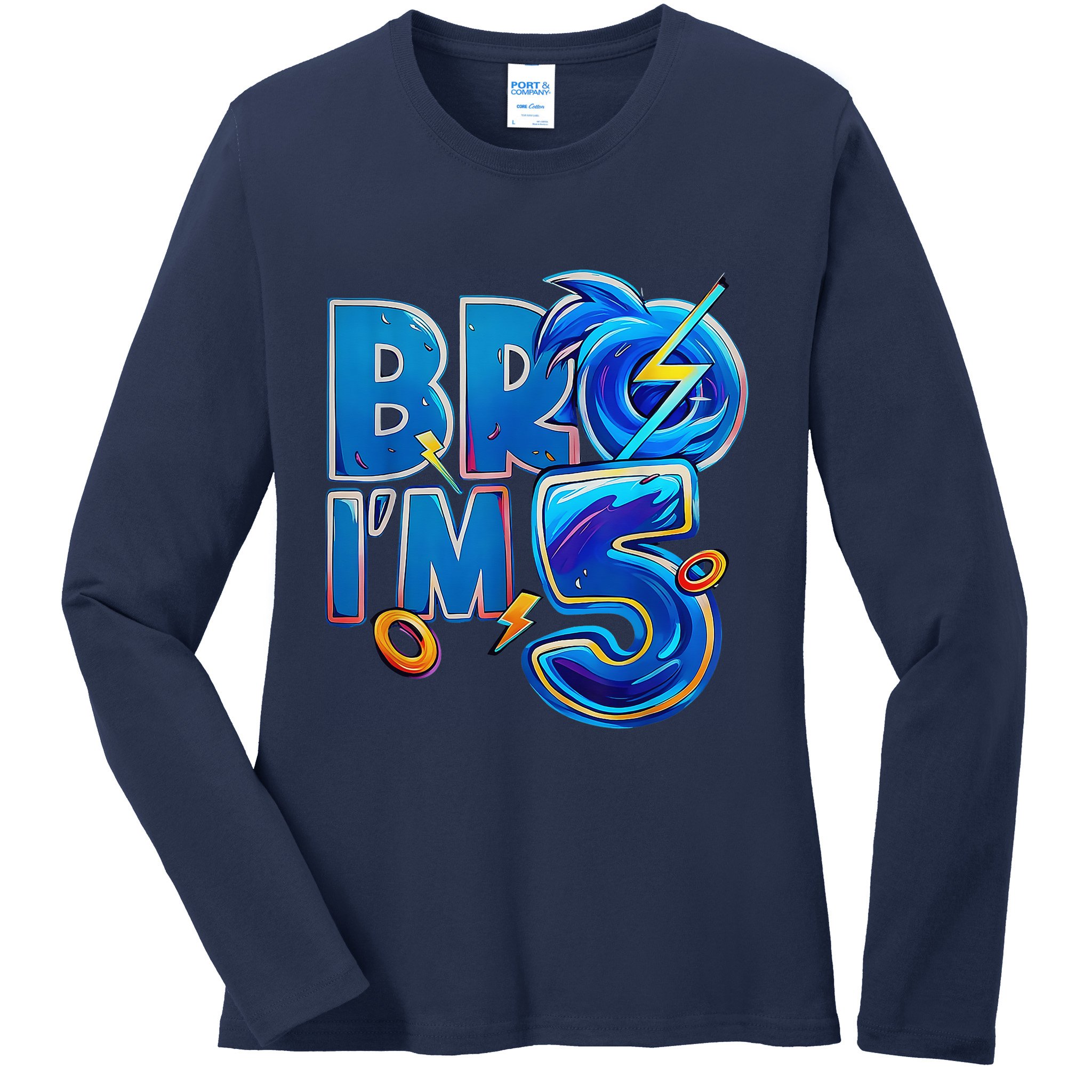 Bro I’M 5 Birthday Boy Matching Hedgehog Party Ladies Long Sleeve Shirt