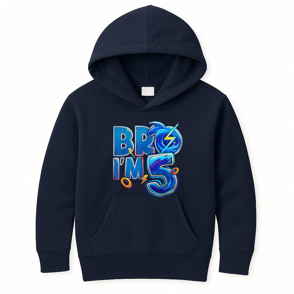 Bro I’M 5 Birthday Boy Matching Hedgehog Party Kids Hoodie