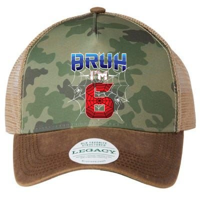 Bruh Im 6 Year Old Birthday Spider Web Boy 6th Birthday Legacy Tie Dye Trucker Hat
