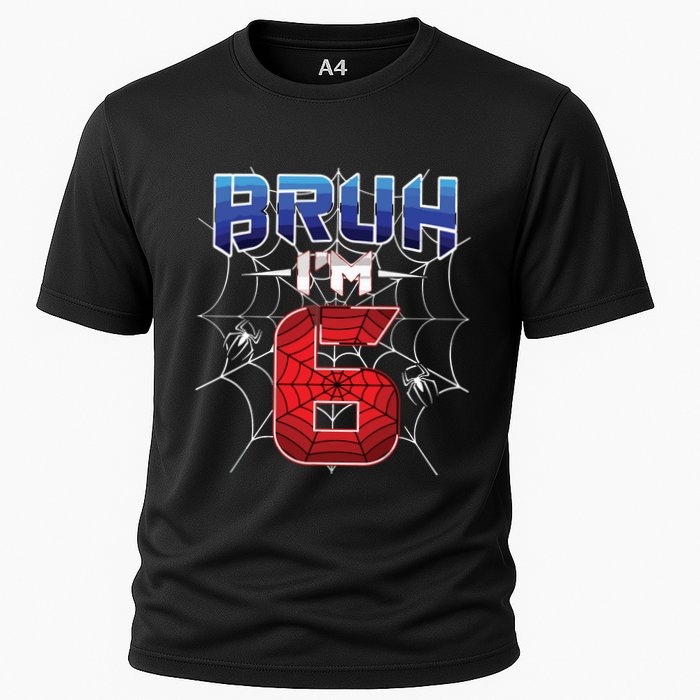Bruh Im 6 Year Old Birthday Spider Web Boy 6th Birthday Cooling Performance Crew T-Shirt