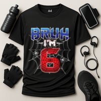 Bruh Im 6 Year Old Birthday Spider Web Boy 6th Birthday Cooling Performance Crew T-Shirt
