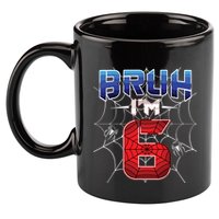 Bruh Im 6 Year Old Birthday Spider Web Boy 6th Birthday 11oz C Handle Ceramic Mug