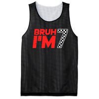 Bruh IM 7 Checkered 7th Birthday 7 Year Old Race Car Boy Mesh Reversible Basketball Jersey Tank