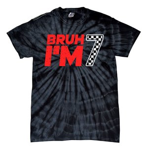 Bruh IM 7 Checkered 7th Birthday 7 Year Old Race Car Boy Tie-Dye T-Shirt