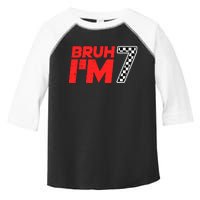 Bruh IM 7 Checkered 7th Birthday 7 Year Old Race Car Boy Toddler Fine Jersey T-Shirt