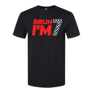 Bruh IM 7 Checkered 7th Birthday 7 Year Old Race Car Boy Softstyle CVC T-Shirt