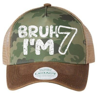 Bruh IM 7 ItS My 7th Birthday 7 Year Old Birthday Legacy Tie Dye Trucker Hat