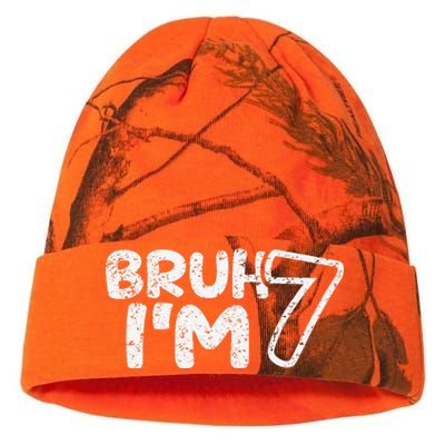 Bruh IM 7 ItS My 7th Birthday 7 Year Old Birthday Kati Licensed 12" Camo Beanie