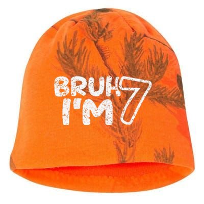 Bruh IM 7 ItS My 7th Birthday 7 Year Old Birthday Kati - Camo Knit Beanie