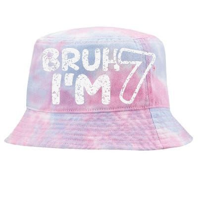 Bruh IM 7 ItS My 7th Birthday 7 Year Old Birthday Tie-Dyed Bucket Hat