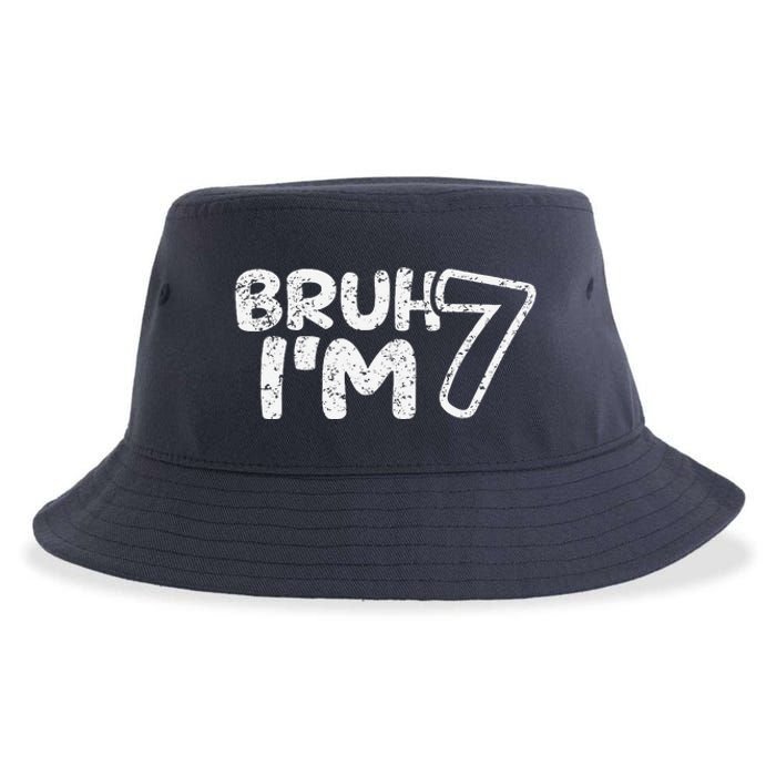 Bruh IM 7 ItS My 7th Birthday 7 Year Old Birthday Sustainable Bucket Hat