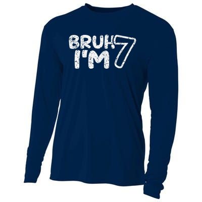 Bruh IM 7 ItS My 7th Birthday 7 Year Old Birthday Cooling Performance Long Sleeve Crew