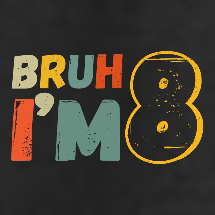 Bruh Im 8 Funny 8th Birthday Party Gift 7 Panel Mesh Trucker Snapback Hat