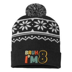 Bruh Im 8 Funny 8th Birthday Party Gift USA-Made Snowflake Beanie