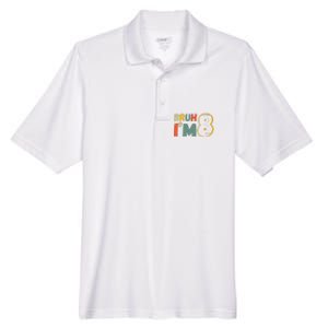 Bruh Im 8 Funny 8th Birthday Party Gift Men's Origin Performance Piqué Polo