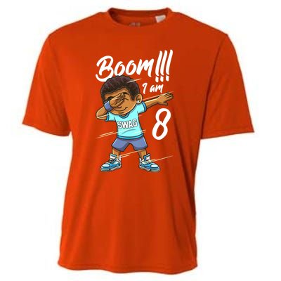 Boom Im 8 Year Old Black Boy Dabbing Birthday Party 8th Bday Cooling Performance Crew T-Shirt