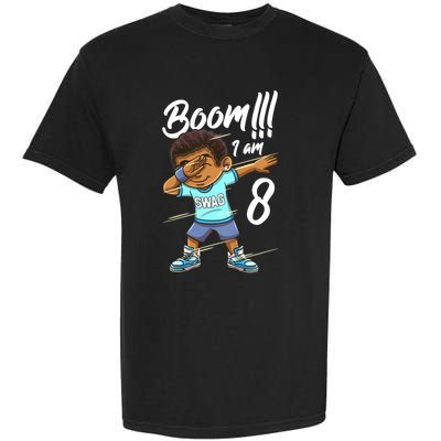 Boom Im 8 Year Old Black Boy Dabbing Birthday Party 8th Bday Garment-Dyed Heavyweight T-Shirt