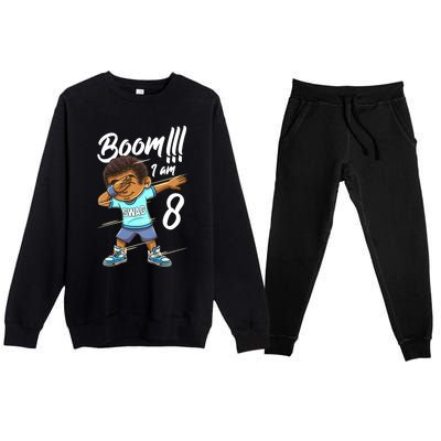 Boom Im 8 Year Old Black Boy Dabbing Birthday Party 8th Bday Premium Crewneck Sweatsuit Set