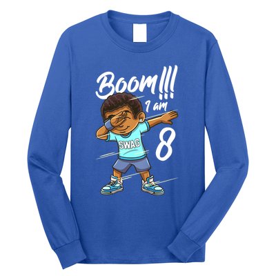 Boom Im 8 Year Old Black Boy Dabbing Birthday Party 8th Bday Long Sleeve Shirt