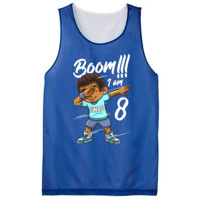 Boom Im 8 Year Old Black Boy Dabbing Birthday Party 8th Bday Mesh Reversible Basketball Jersey Tank