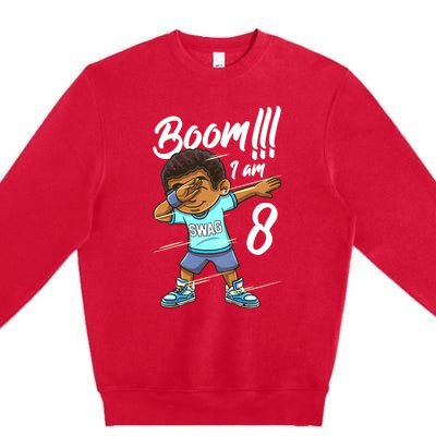 Boom Im 8 Year Old Black Boy Dabbing Birthday Party 8th Bday Premium Crewneck Sweatshirt