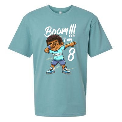 Boom Im 8 Year Old Black Boy Dabbing Birthday Party 8th Bday Sueded Cloud Jersey T-Shirt